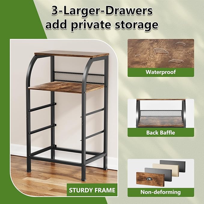 Night Stand Nightstand with Drawer Nightstands Storage Night Stands 3 Drawers - Image 7