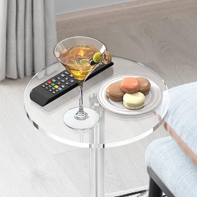 Acrylic End Table, 9.8" Round Modern Drink Table - Image 6