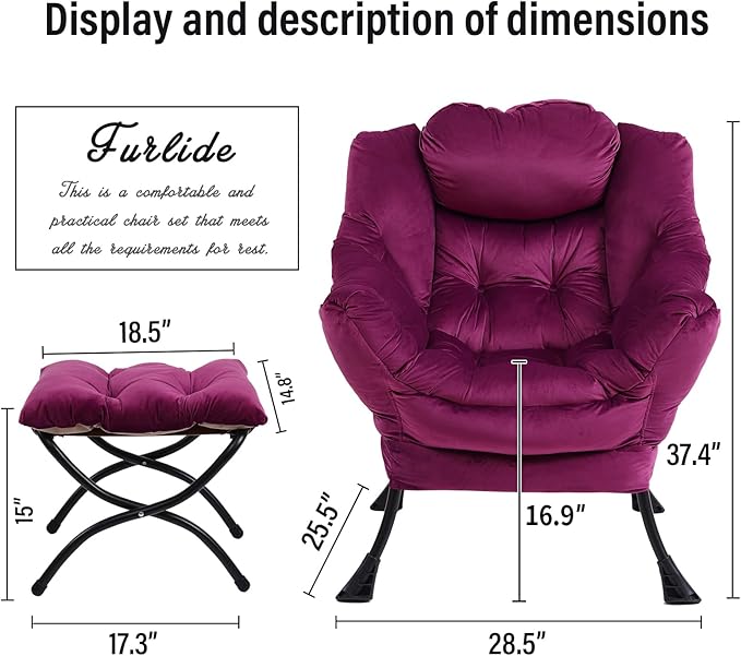 Lazy Chair with Ottoman, Modern Chair with Folding Footrest, Lounge Accent Chair - Image 3