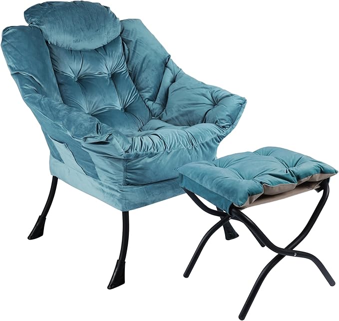 Lazy Chair with Folding Ottoman, Living Room Chairs, Accent Contemporary Lounge - Image 4