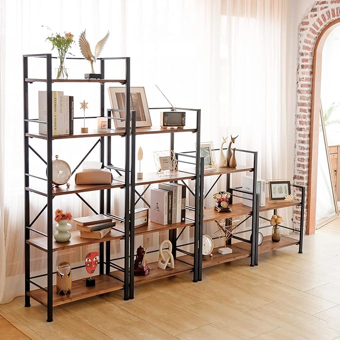 Crofy Rustic Bookshelf, 2 Tier Real Wood Bookshelf, Metal Book Shelf - Image 7