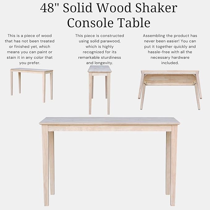 Solid Wood Extended Length Shaker Console Table - Image 5