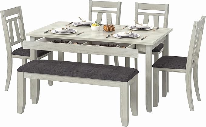 6-Piece Solid Wood Dining Table Set - Image 7