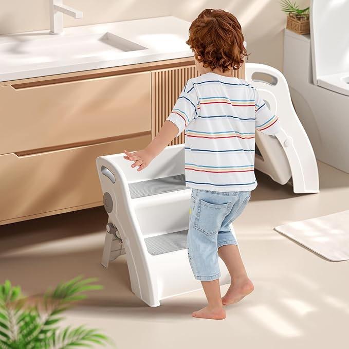 Toddler Step Stool for Bathroom Sink – Non-Slip Kids Step Stool, 100lbs Load by Vanpolchy