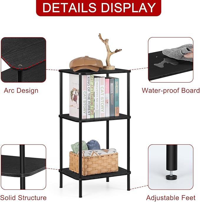 smusei 3 Tier Small End Table Tall Telephone Table - Image 3