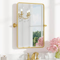 Keonjinn Brushed Gold Pivot Mirror Bathroom, 20x30 in Tilt Mirror Bathroom by Keonjinn