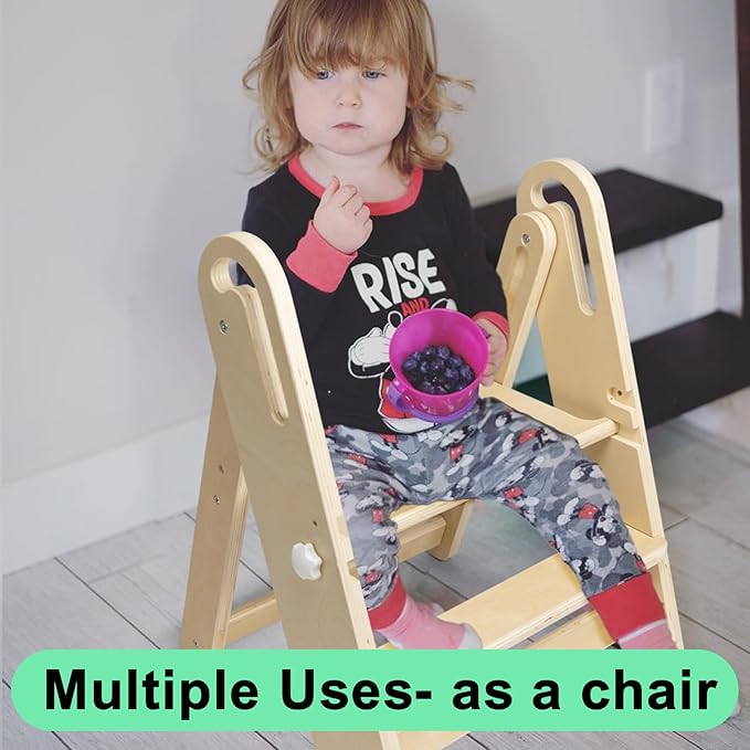 WOOD CITY Step Stool Foldable for Toddlers, Adjustable Kids Step Stool for - Image 6
