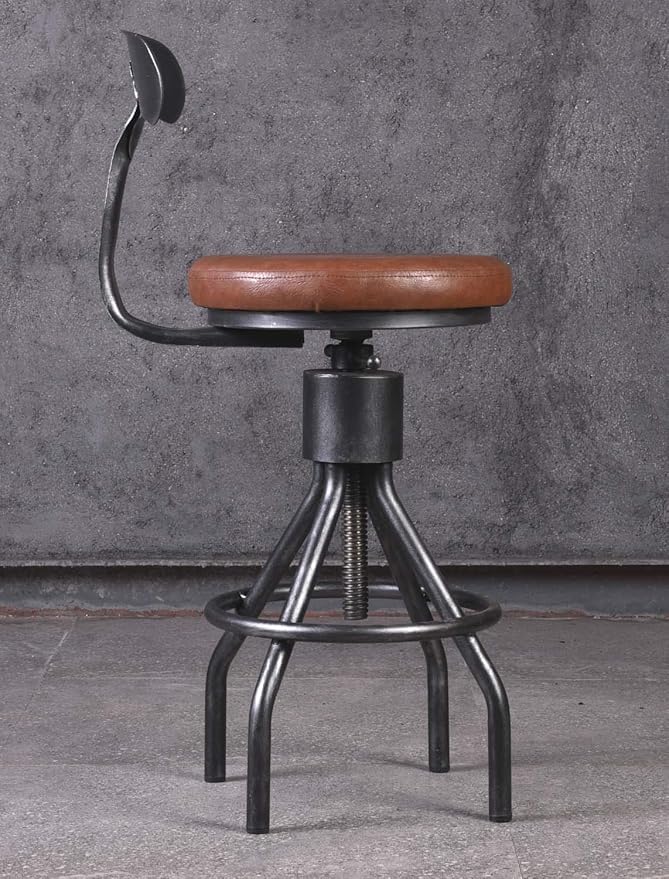 Diwhy Industrial Vintage Bar Stool, Kitchen Counter Height Adjustable Pipe Chair - Image 2