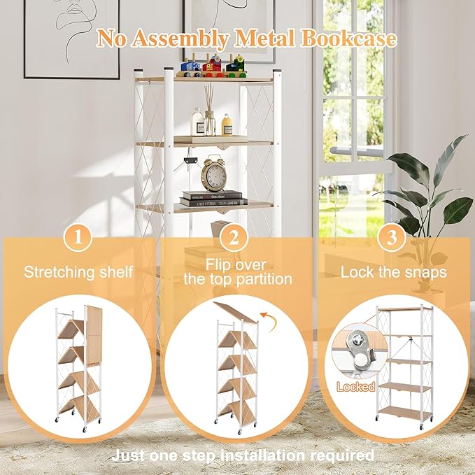 BAOYOUNI 5-Tier Vintage Industrial Bookshelf - Image 6