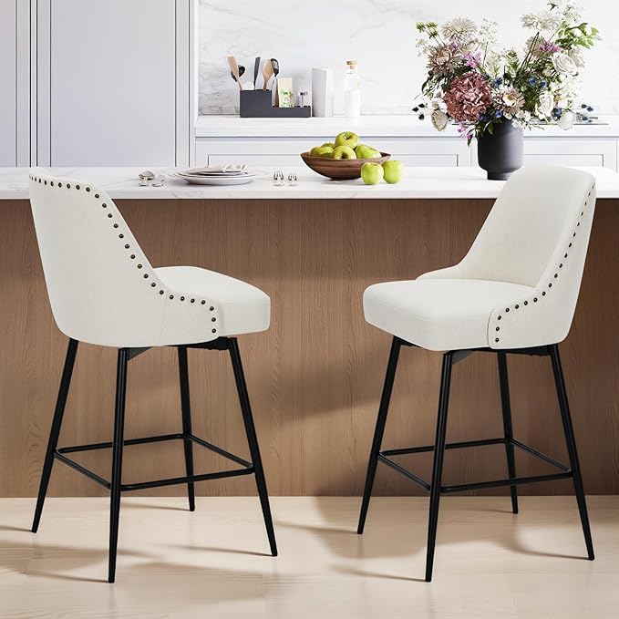 COLAMY Bar Stools Set of 2, 26.18" Counter Height Swivel Stools by COLAMYINC