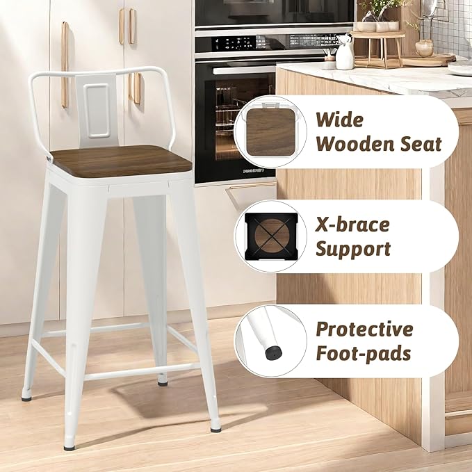 30 Inch Swivel Bar Stools Set of 4, Counter Height Bar Stools - Image 5