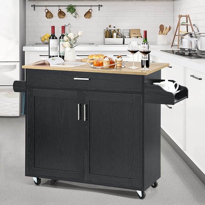 COSTWAY Kitchen Island On Wheels, Rolling Storage Trolley Cart - Image 9