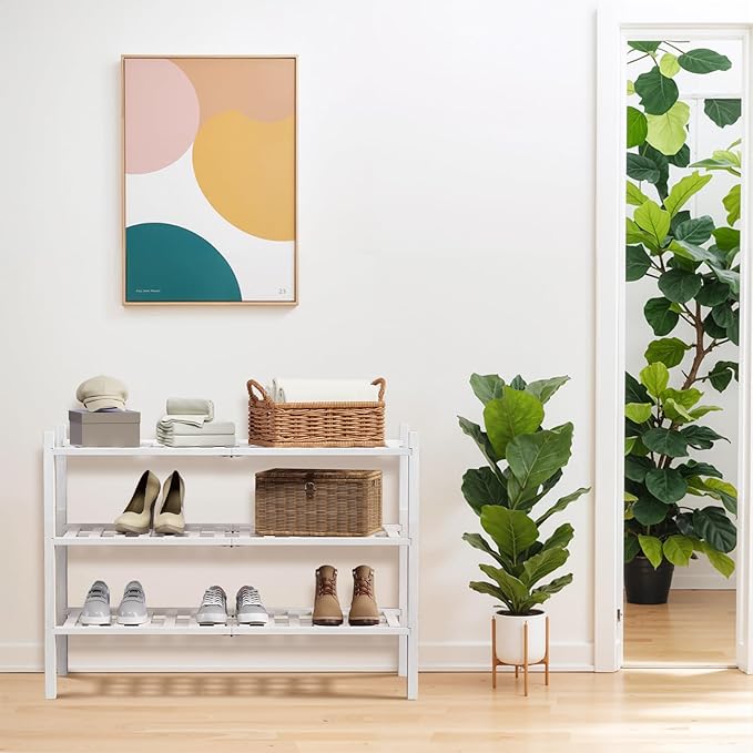 Haddockway 3 Tier Bamboo Shoe Rack Storage Organizer, Small Space 27"x11"x20" - Image 2
