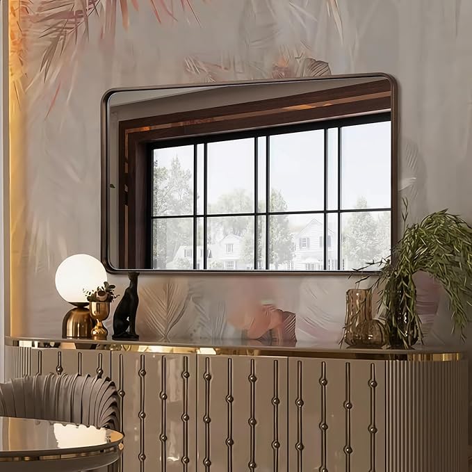 ANDY STAR Bronze Bathroom Mirror, 30x48 Inch Oil Rubbed Bronze Mirror Rounded - Image 8