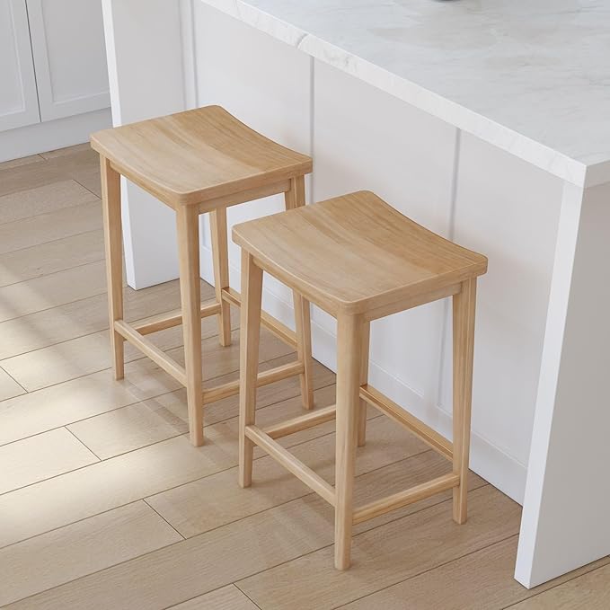 Plank+Beam Smythe Counter Stool, Sturdy Wood Modern Kitchen Counter Height Stool - Image 9