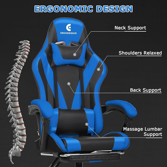 Gaming Chair with Linkage Armrest & Footrest, High Back Video Gaming Chair - Image 4