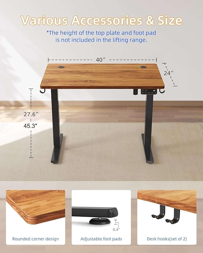 YIHAYO Electric Standing Desk, 40 x 24 Inches Stand Up Desk - Image 3