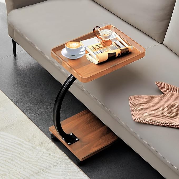 C Table End Table, 360°Swivel TV Tray Table by SJIE