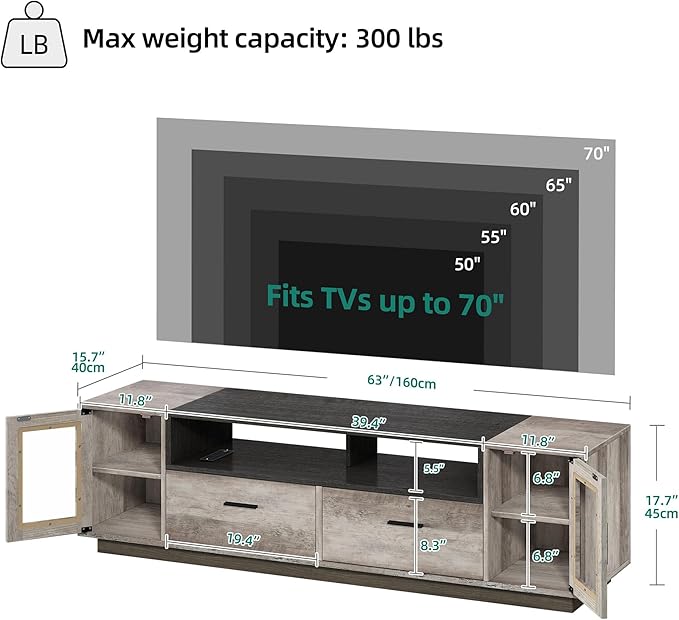 YITAHOME TV Stands for Living Room, Farmhouse TV Stand for 65/70 inch TV - Image 2