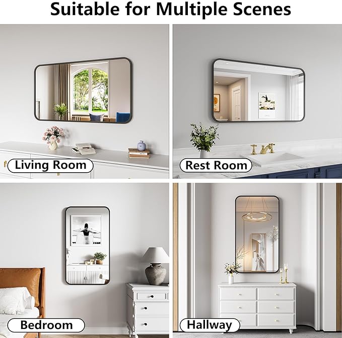 Metal Framed Bathroom Mirror, High-Definition Tempered Glass Bathroom Mirrors - Image 5