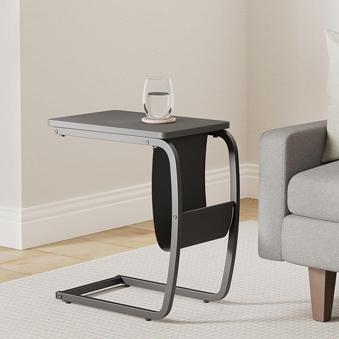SRIWATANA Side End Tables Living Room, Vintage C-Shaped Laptop Table - Image 2