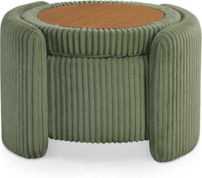 Furniture of America Lennox Modern Chenille 25-inch Round Storage Ottoman - Image 14