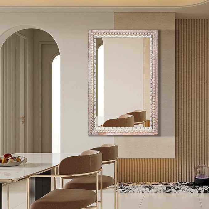36x24 Inch Wooden Rectangle Bathroom Mirror - Image 4