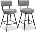 Counter Height Bar Stools, Round Swivel Bar Chair, Fabric Upholstered Barstools by FLYZC