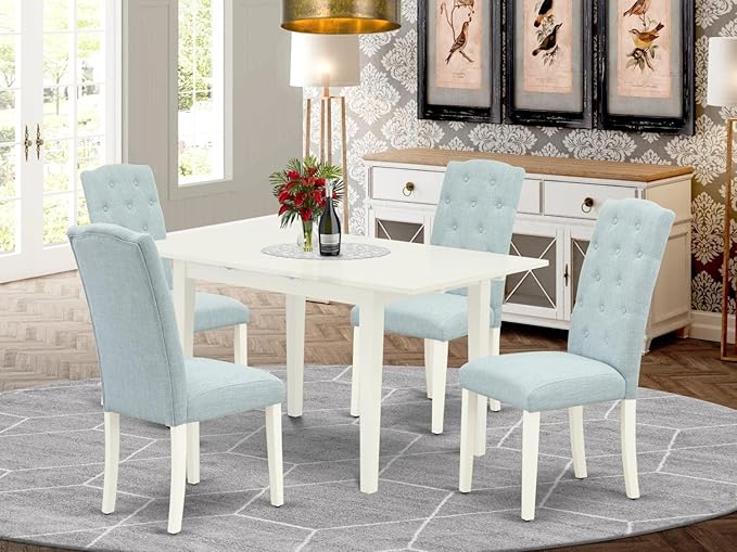 East West Furniture NOCE5-LWH-15 5 Piece Kitchen Table Set - Image 6