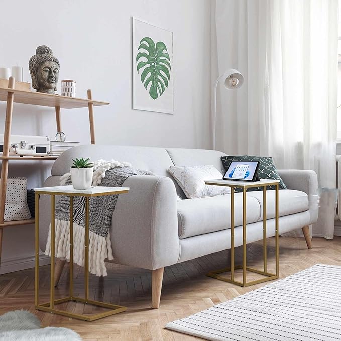 C Shaped End Table Set of 2, Small Side Table - Image 4