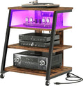 4-Tier AV Media Stand with Wheels, Stereo Stands, Media Console Shelf with by Choezon