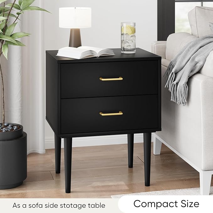Smart FENDE 26 inch Tall Black Nightstand - Image 5