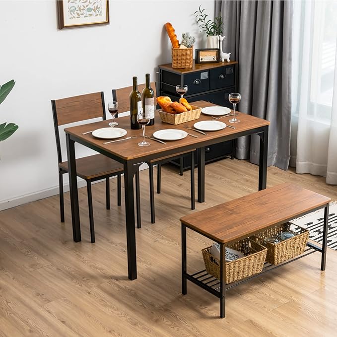 Giantex Dining Table Set for 4, Dining Bench - Image 2
