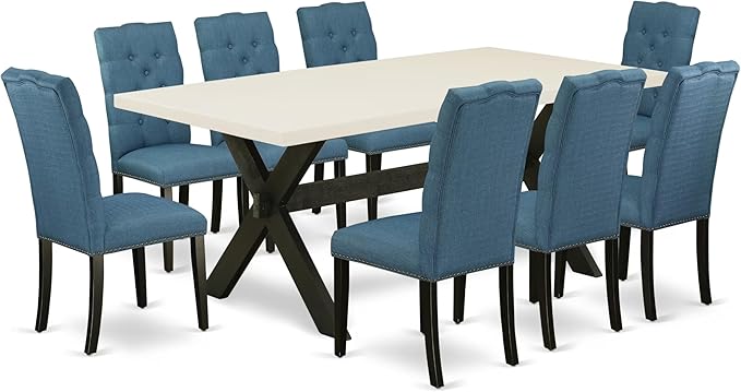 East West Furniture X627EL121-9 9 Piece Dining Room Table Set Includes a by EastWestFurniture