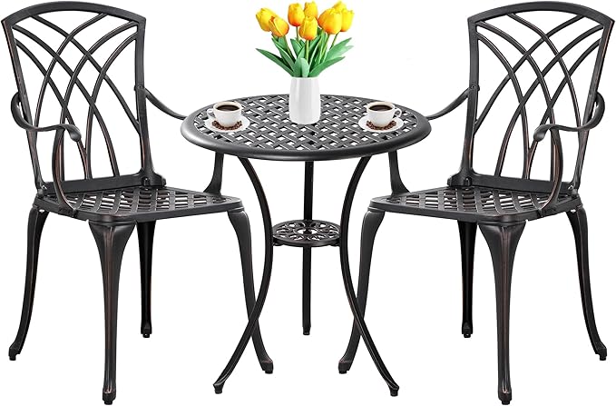 3 Piece Patio Bistro Set Outdoor Bistro Table Set Anti Rust Bistro Table and by Withniture