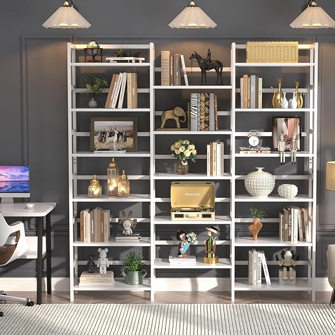 Homykic Bamboo Triple Wide Shallow Bookshelves and Bookcases, 6-Tier 6ft Tall - Image 6