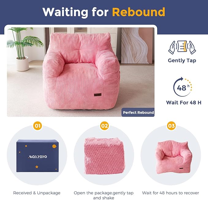 MAXYOYO Bean Bag Chair, Tufted Bean Bag Couch Lazy Chair, Living Room Sofa Couch - Image 6