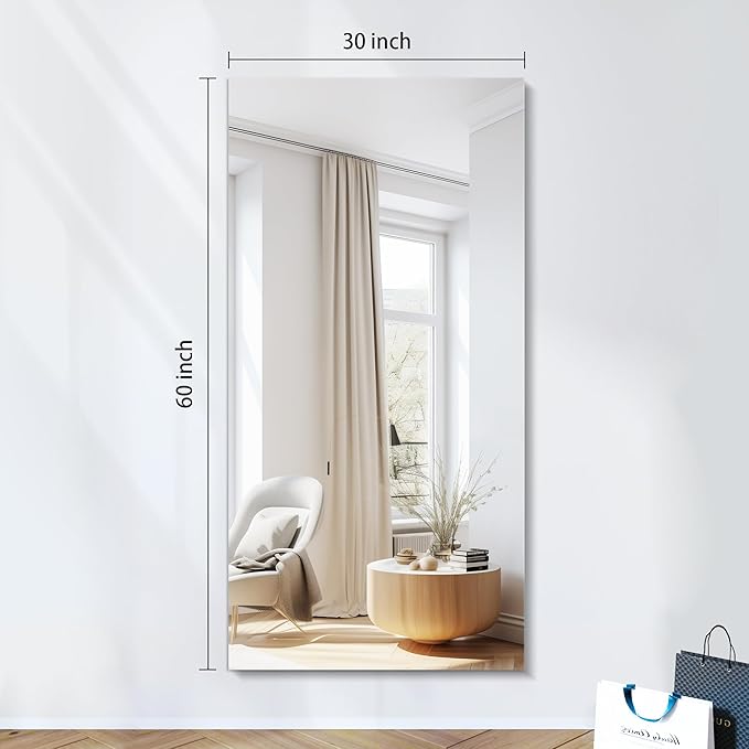 KOCUUY Large Frameless Mirror, 60x30 Inch Rectangle Bathroom Vanity Mirror - Image 9