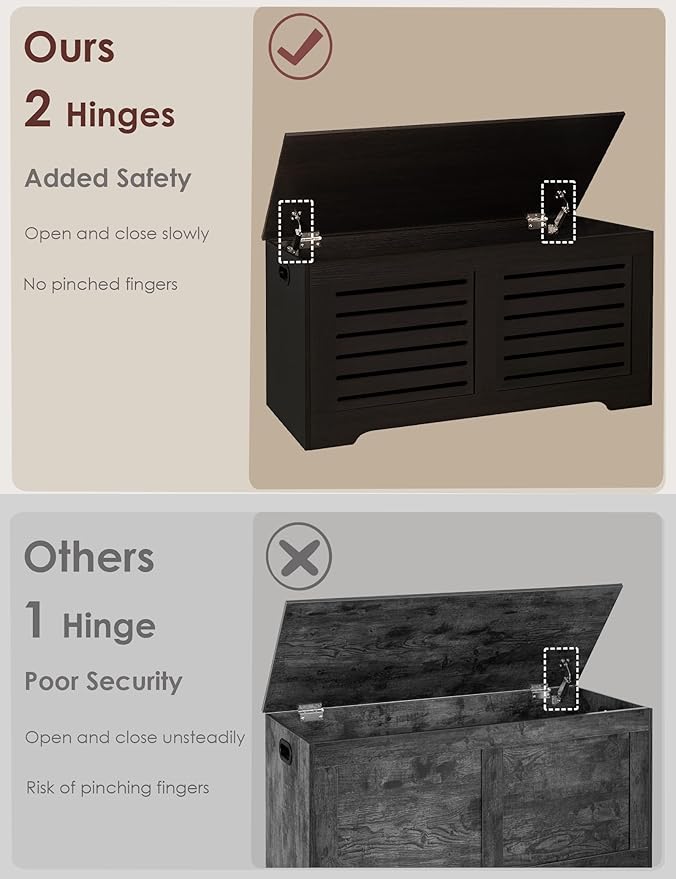 DINZI LVJ Storage Chest, 43.3” Wooden Toy Box - Image 3