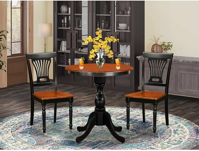 East West Furniture ESVA3-BCH-W 3 Piece Dining Table Set - Image 5