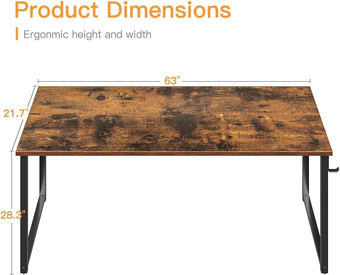 Coleshome 63 Inches Computer Desk, Modern Desk - Image 3