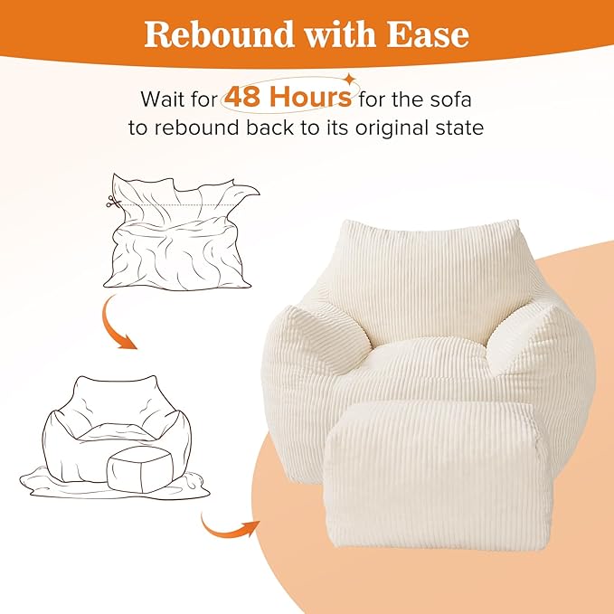 Big Bean Bag Chair for Adults & Kids, Ultra Soft Living Room Bean Bag - Image 6