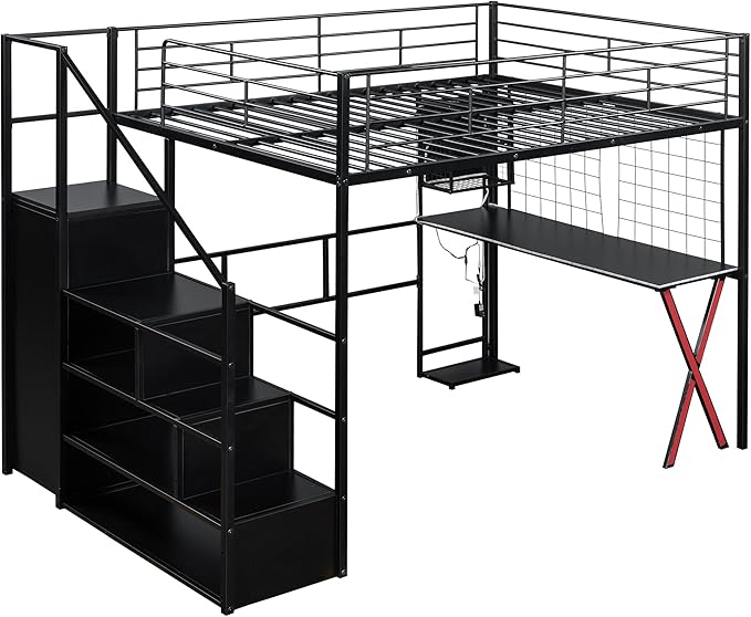 Merax Full Size Metal Loft Bed - Image 5