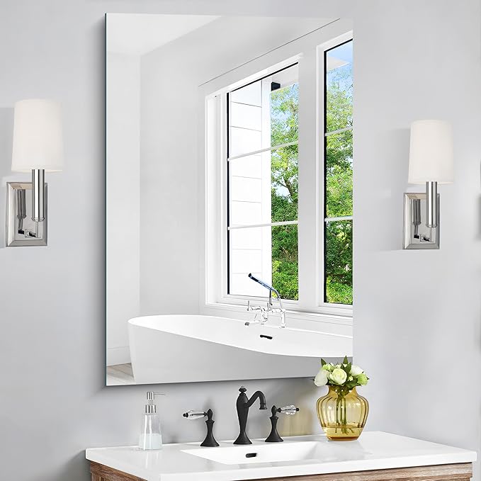 Frameless Mirror, 24x36 Inch Bathroom Mirror by CILIBER