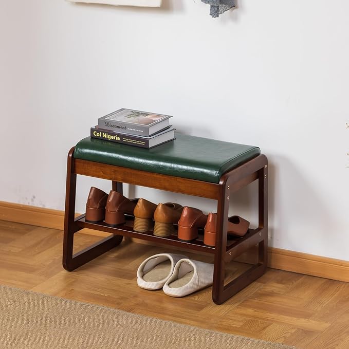 Shoe Rack Bench, Solid Wood Entryway Bench - Image 2