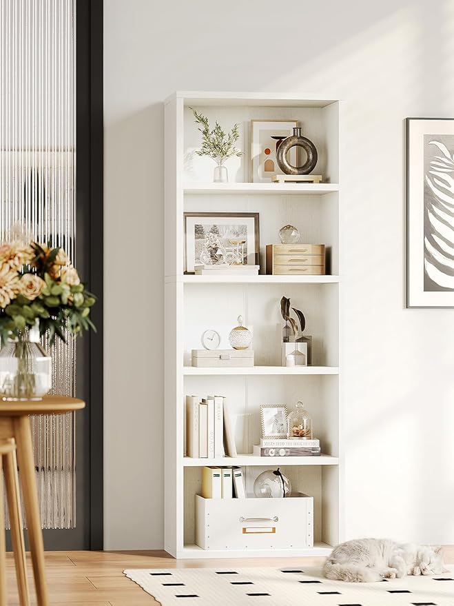 Casaottima 5-Tier Open Bookshelf and Bookcase, Floor Standing Display Storage - Image 2