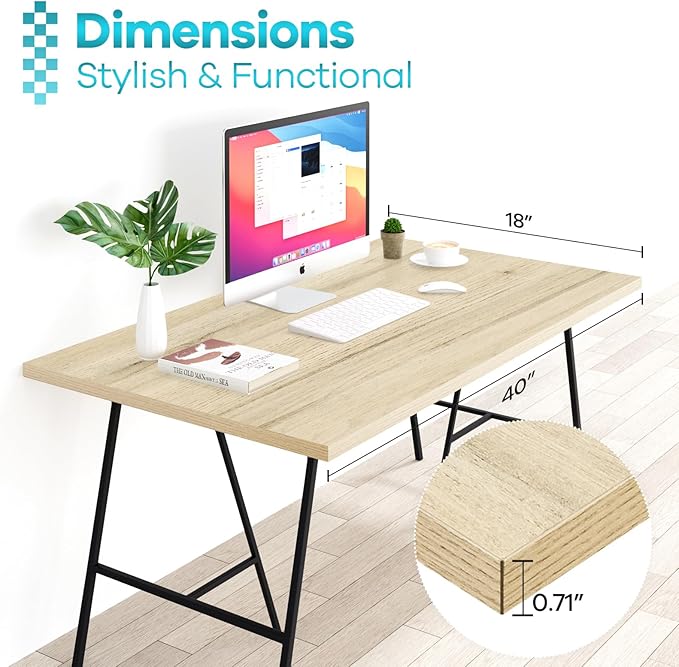 Kaboon Universal Tabletop 40"x18", Solid One-Piece Melamine Table Top, Double - Image 3