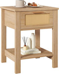 IBUYKE Rattan Nightstand, Boho Night Stand by IBUYKE