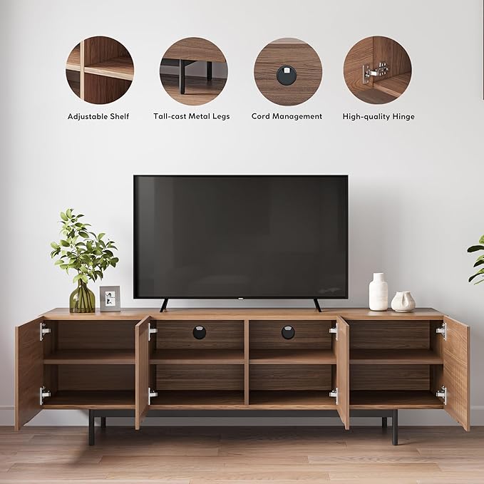 POVISON Full Assembled Mid-Century Modern TV Stand - Image 4