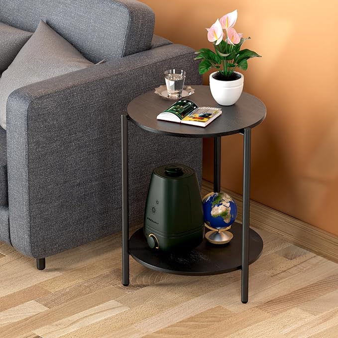 Round Side Table, 2-Tier Circle End Tables - Image 2
